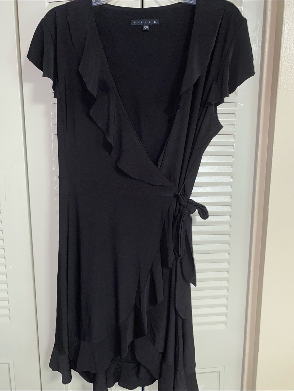 Tiana B. • Black • Ruffle • Wrap Dress • Size Large